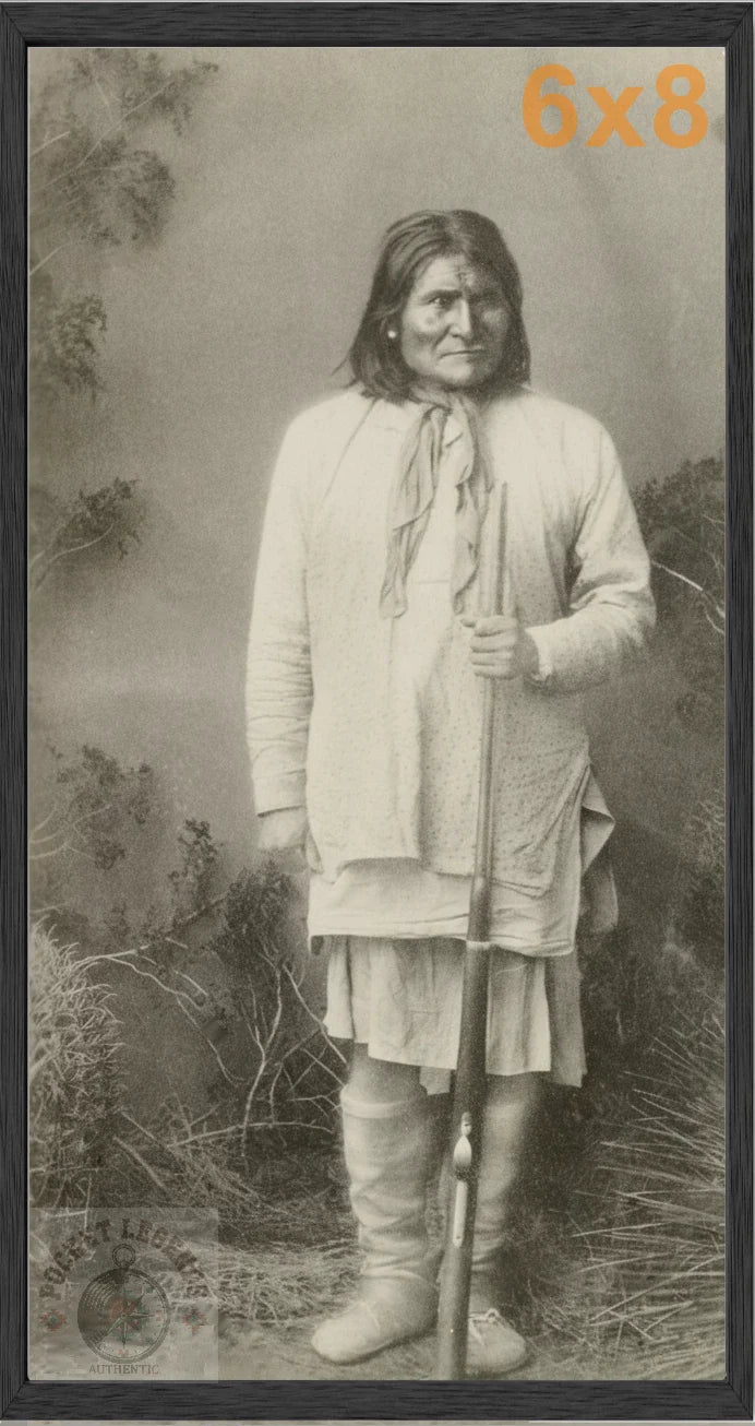 geronimo solo stained oak framed sepia print backed 6x8