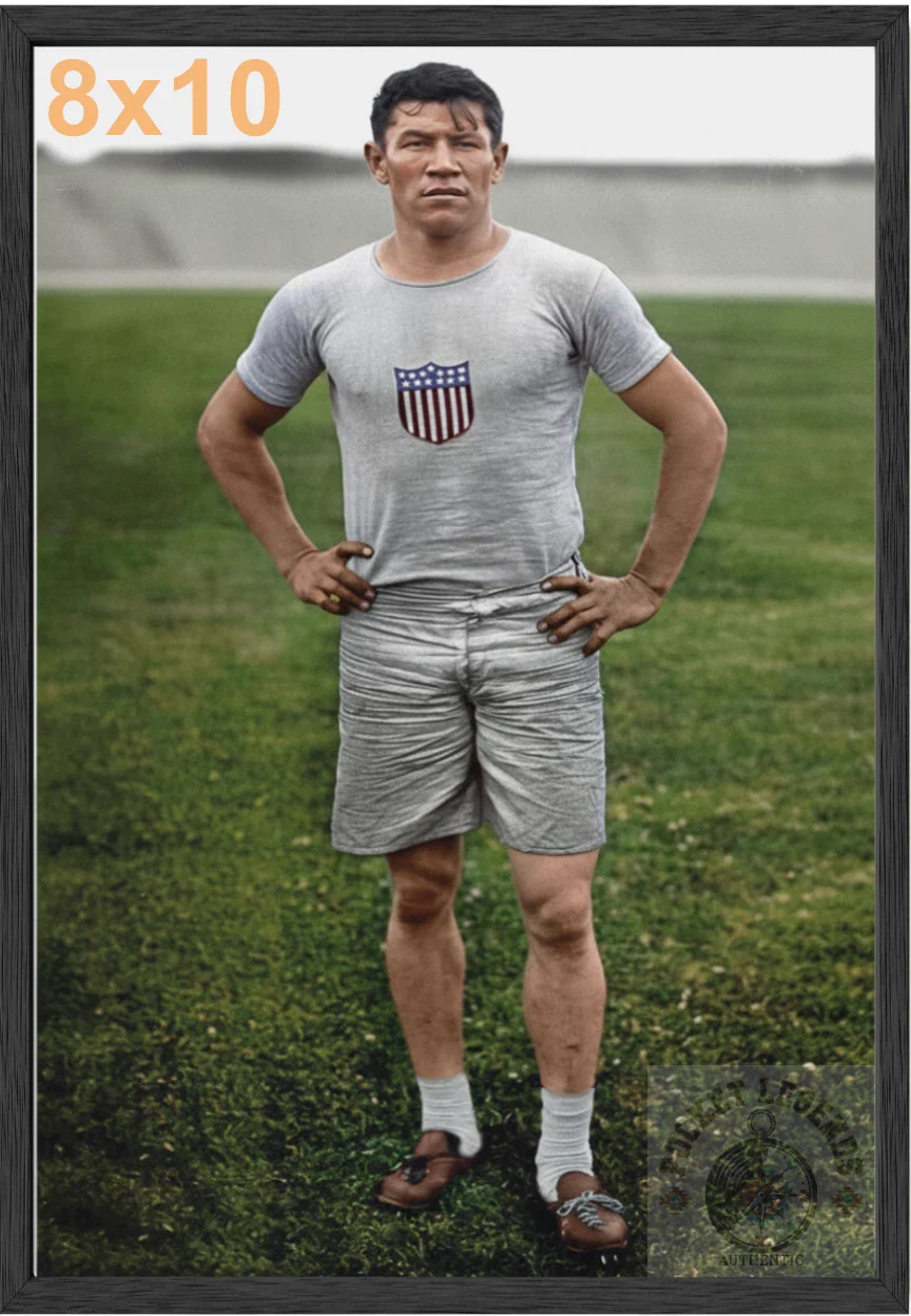 jim thorpe 1912 stained oak framed color print backed 8x10