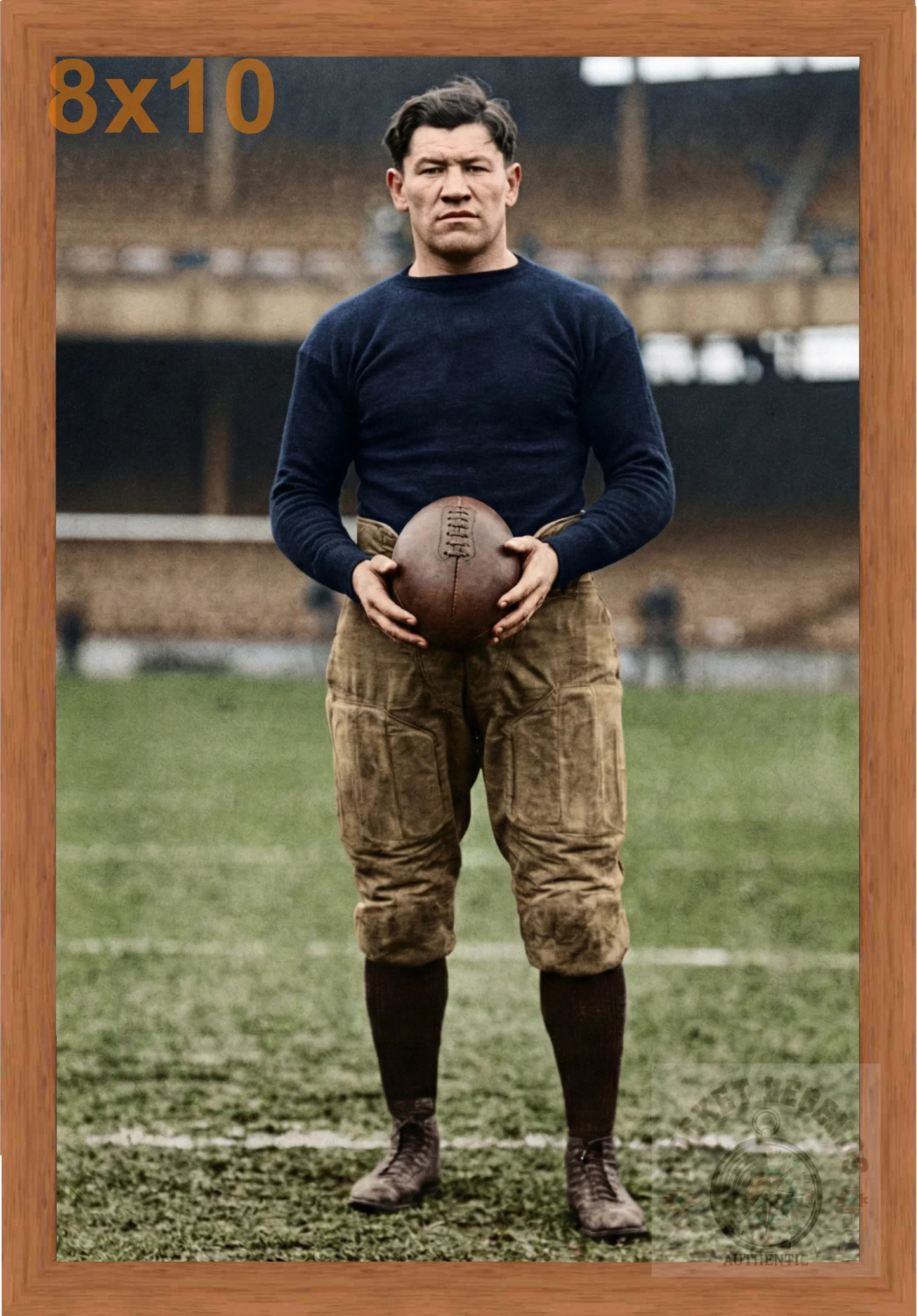 jim thorpe football pecan color print backed 8x10