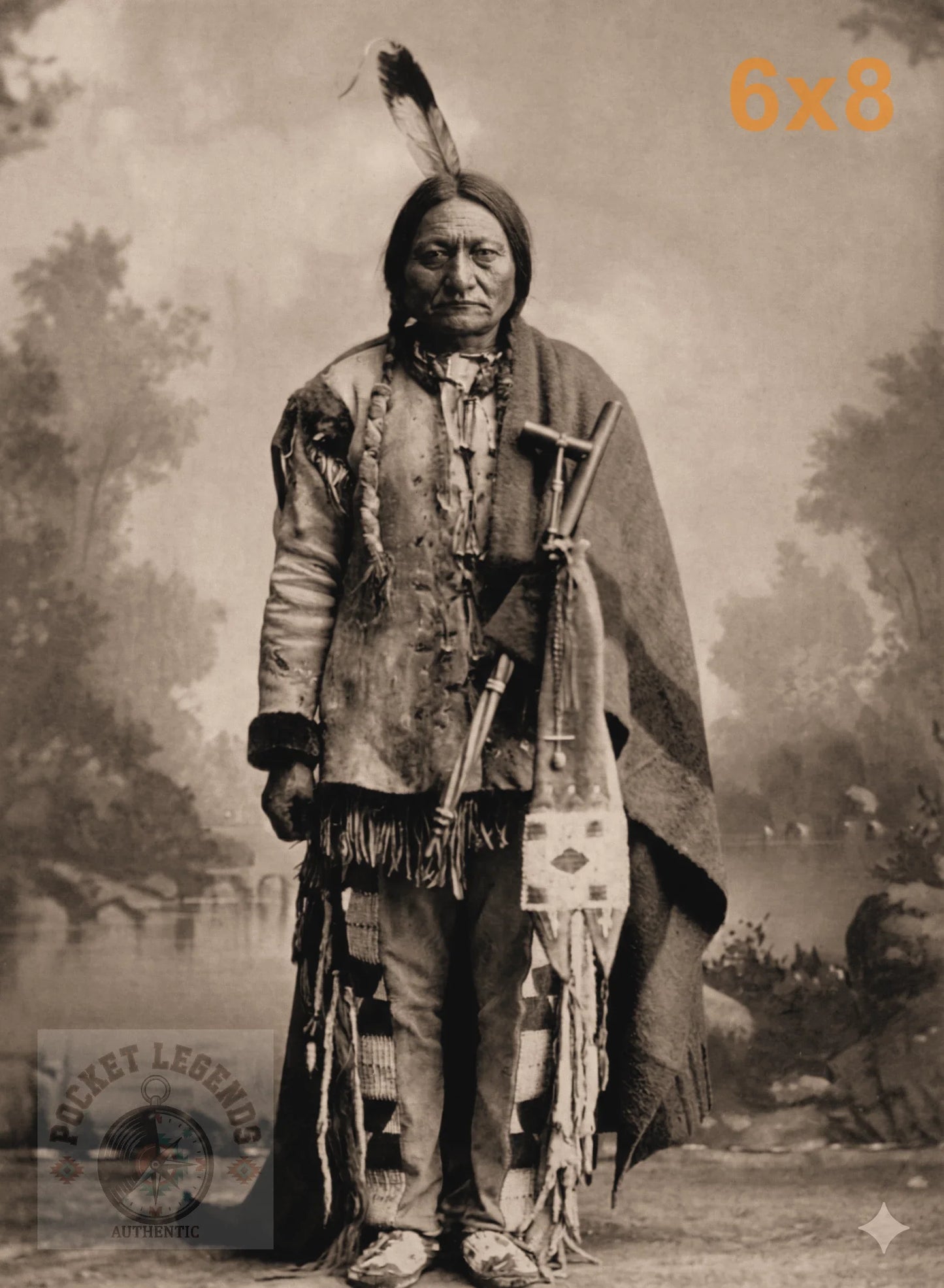 sitting bull sepia print backed 6x8
