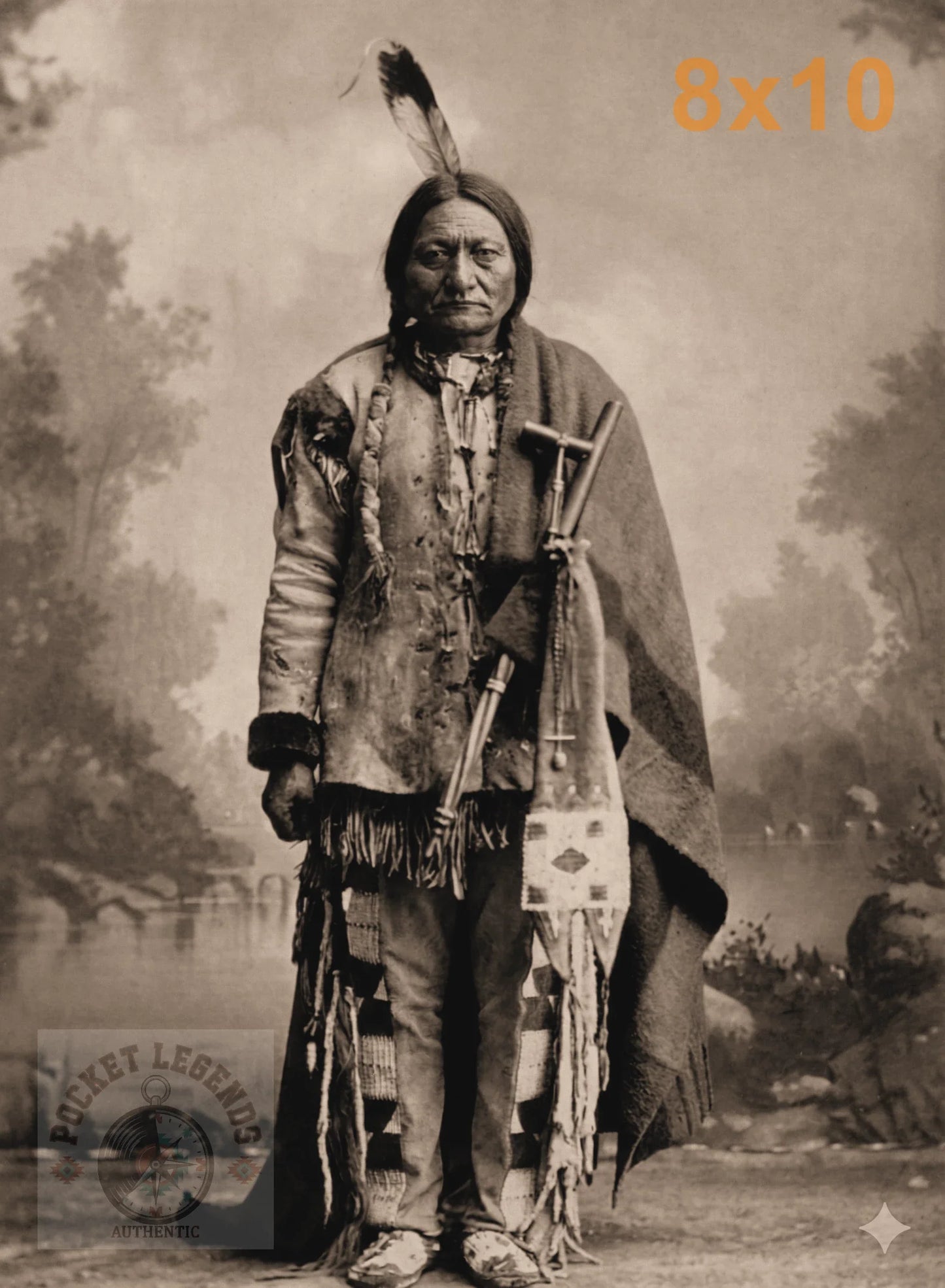 sitting bull sepia print backed 8x10