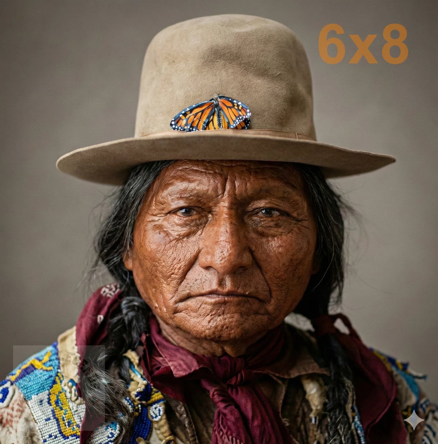 sitting bull profile color print backed 6x8