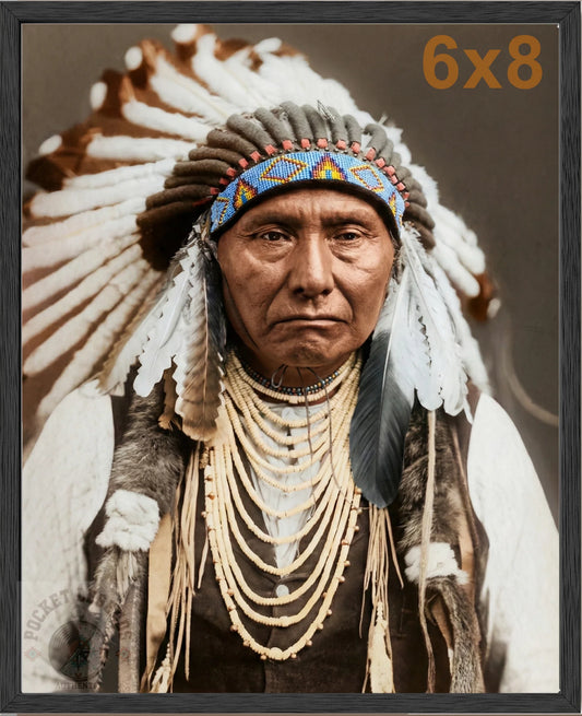 chief joseph stained oak framed color print backed 6x8 