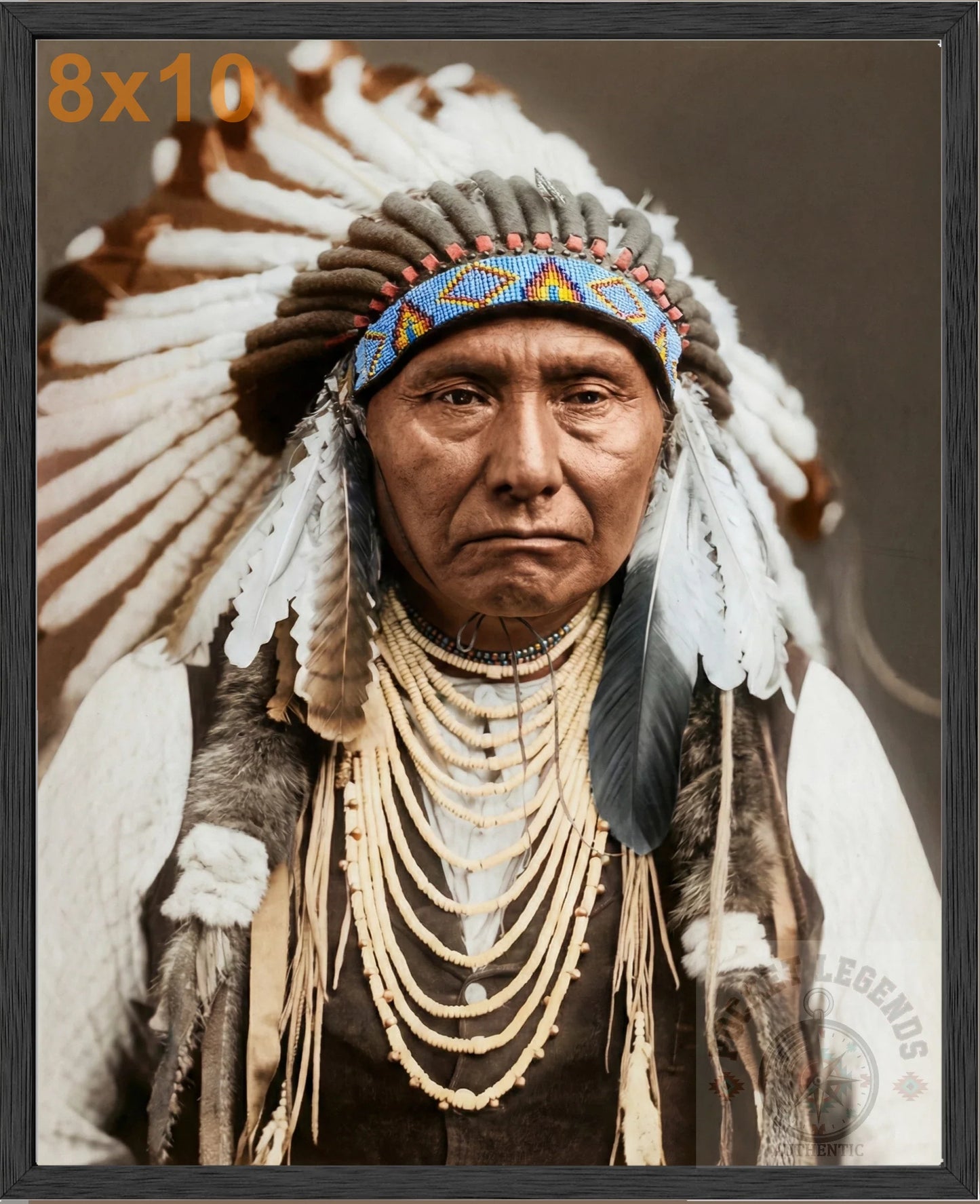 chief joseph stained oak framed color print backed 8x10
