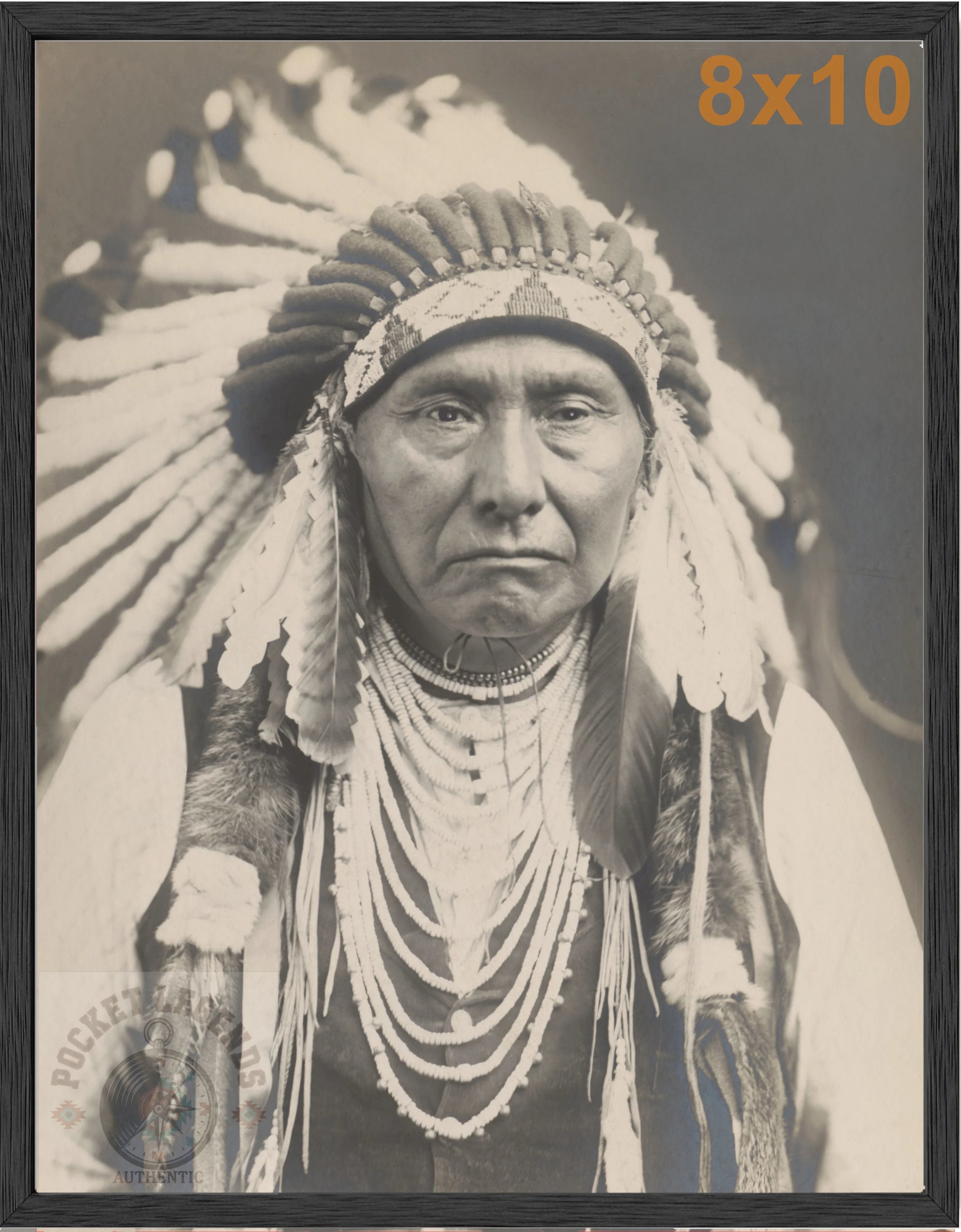 chief joseph stained oak framed sepia print backed 8x10