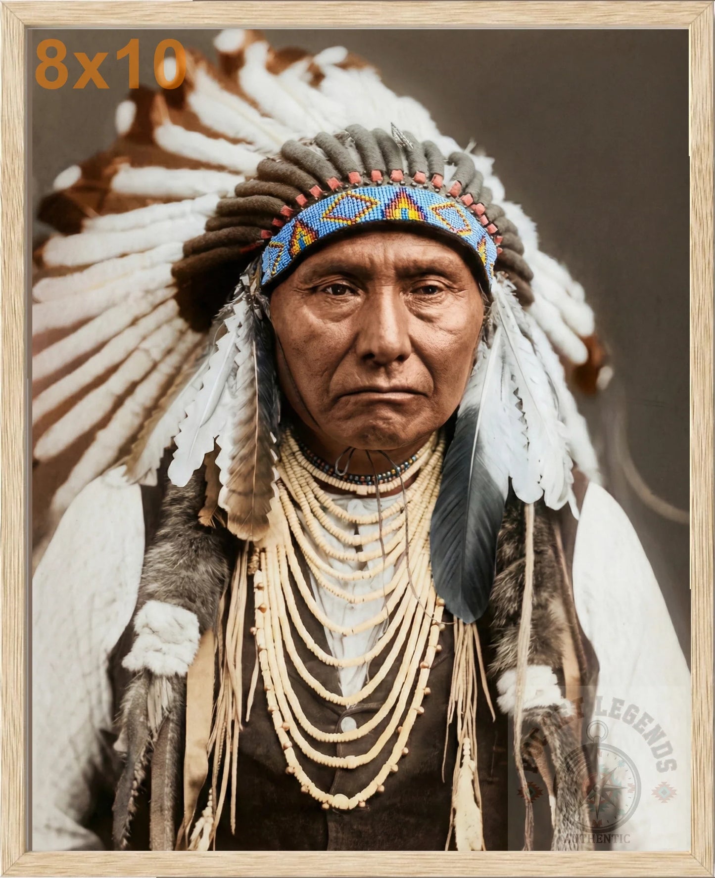 chief joseph oak framed color print backed 8x10