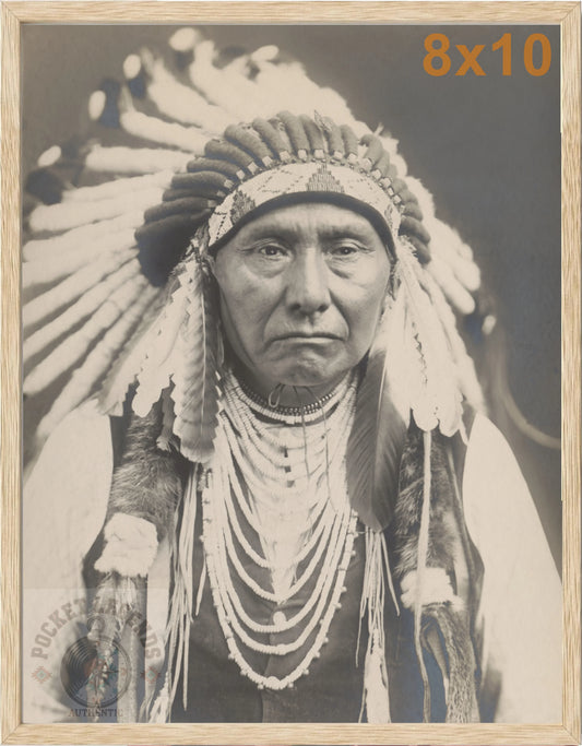 chief joseph oak framed sepia print backed 8x10