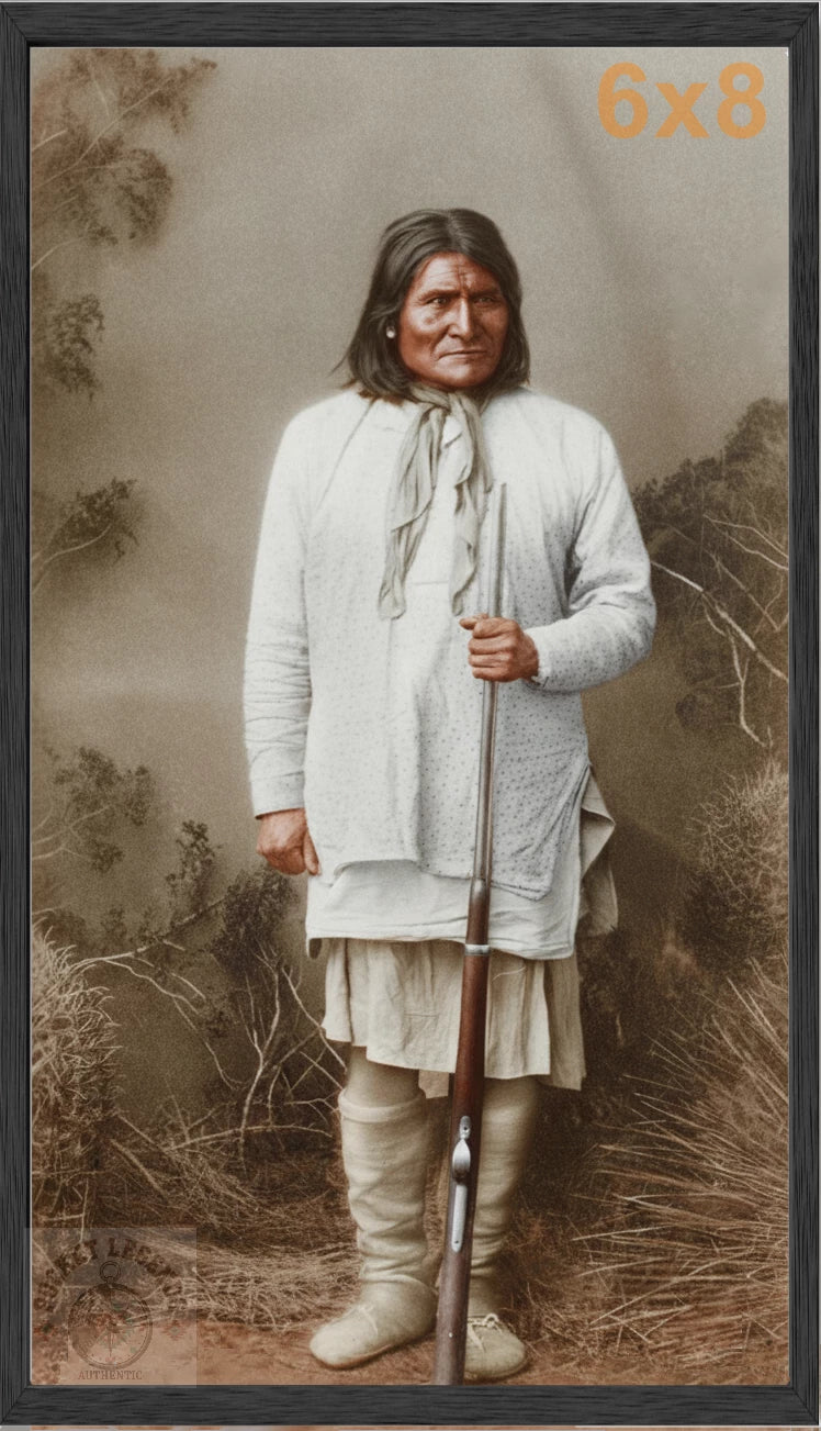 geronimo solo stained oak framed color print backed 6x8 