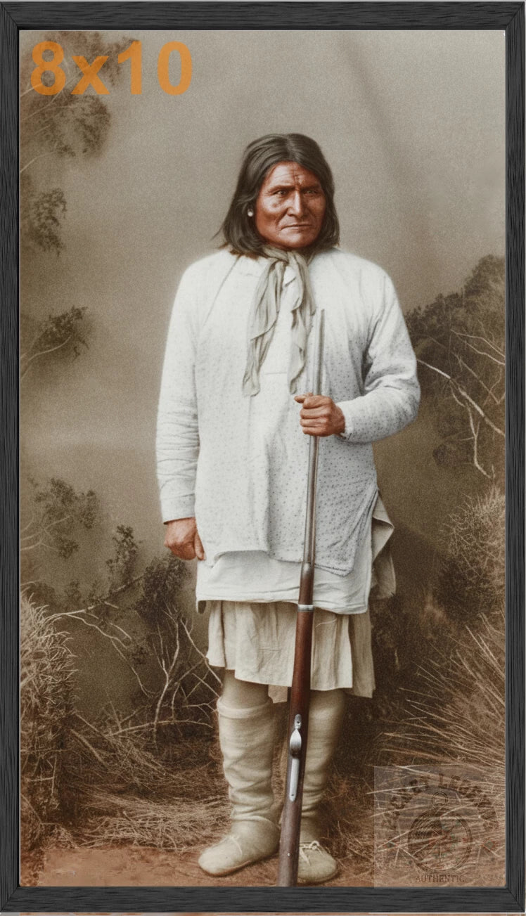geronimo solo stained oak framed color print backed 8x10