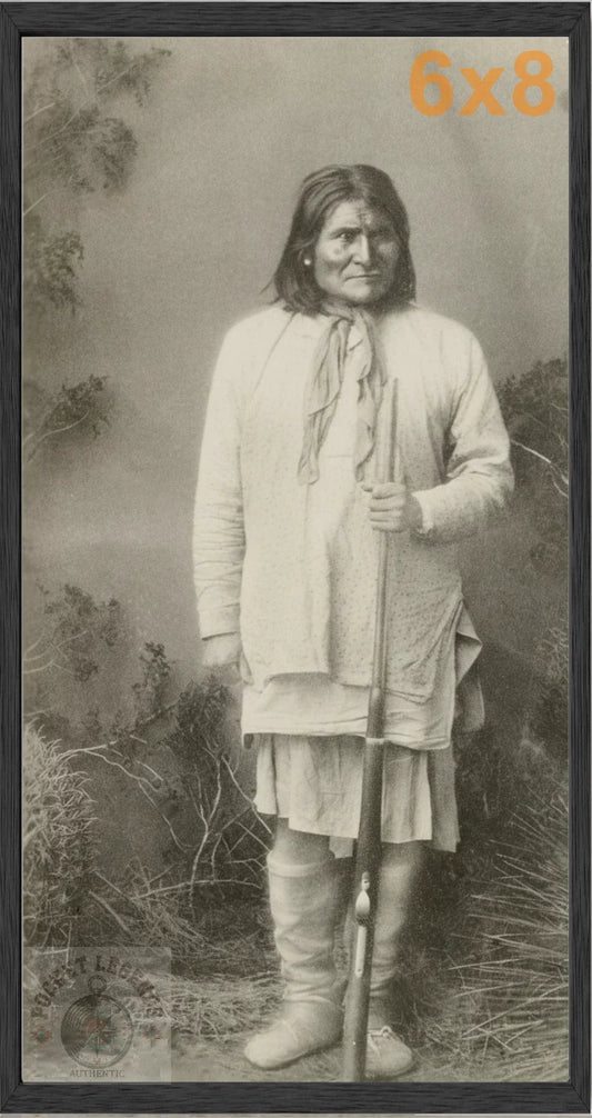 geronimo solo stained oak framed sepia print backed 6x8 
