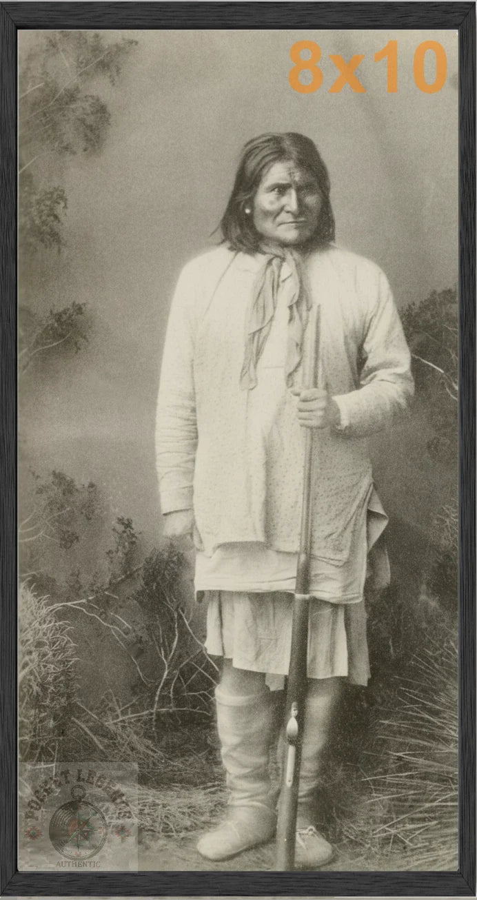 geronimo solo stained oak framed sepia print backed 8x10
