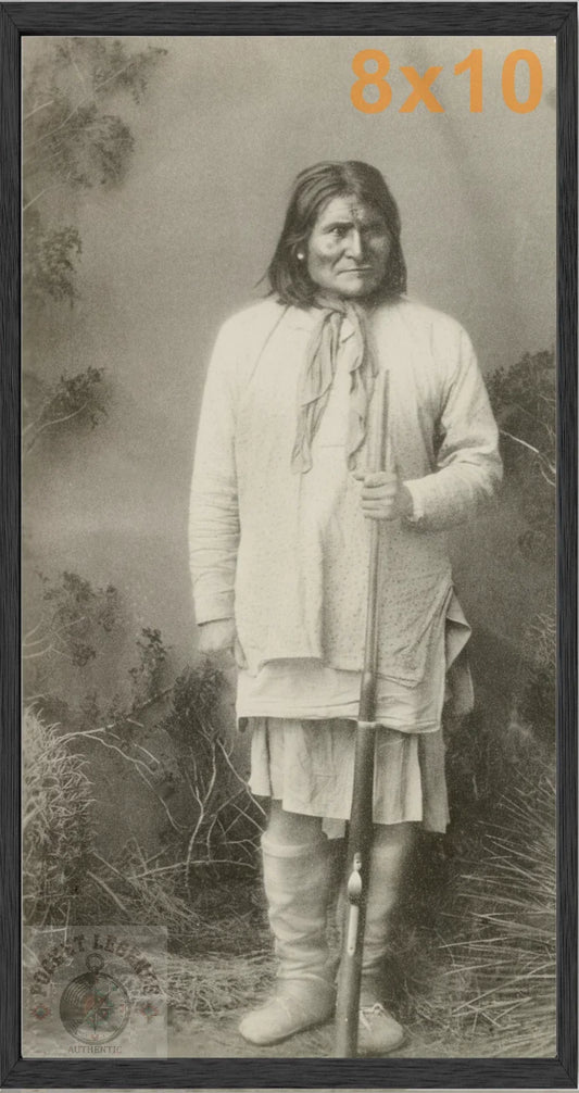 geronimo solo stained oak framed sepia print backed 8x10