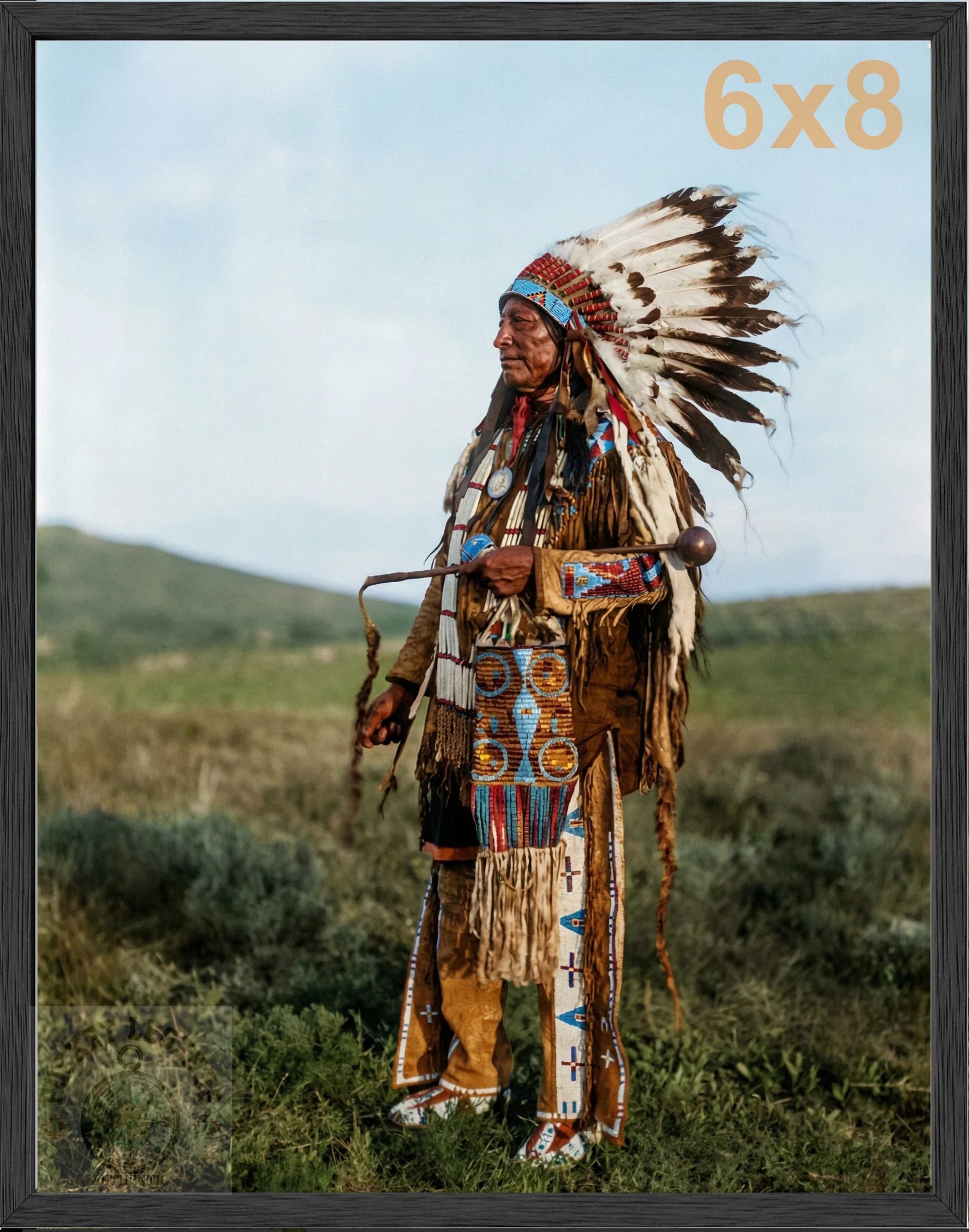 high hawk stained oak framed color print backed 6x8 