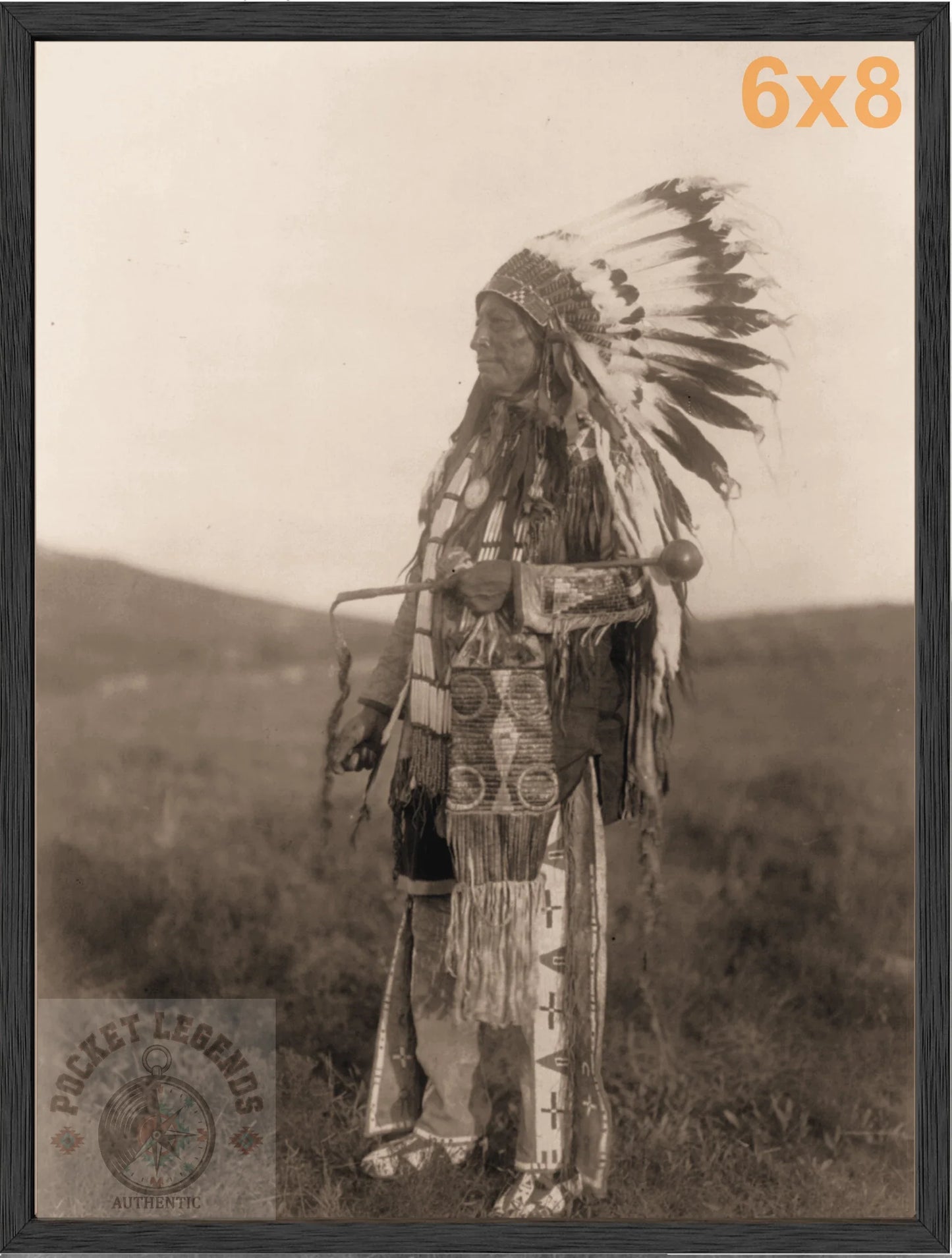 high hawk stained oak framed sepia print backed 6x8 
