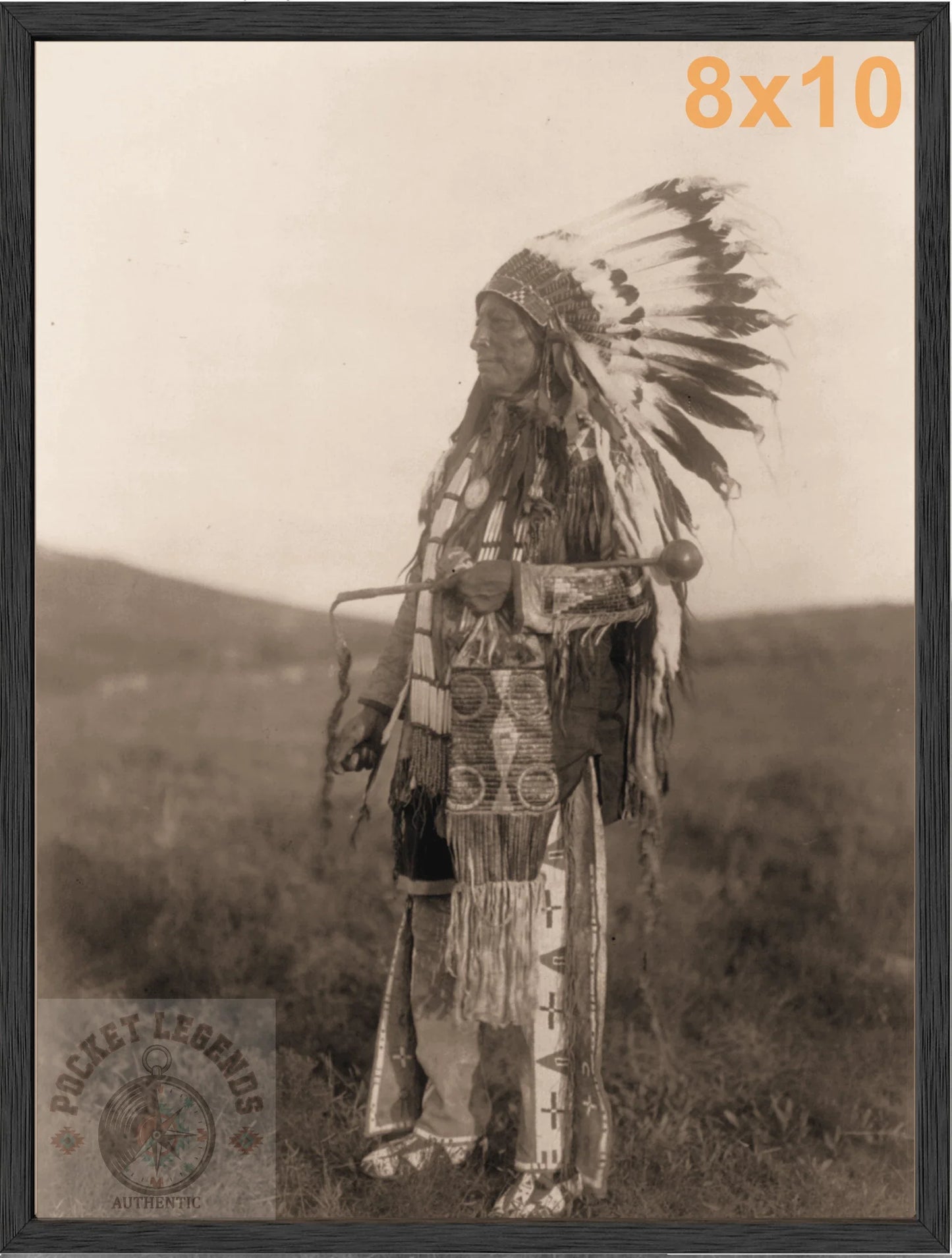 high hawk stained oak framed sepia print backed 8x10