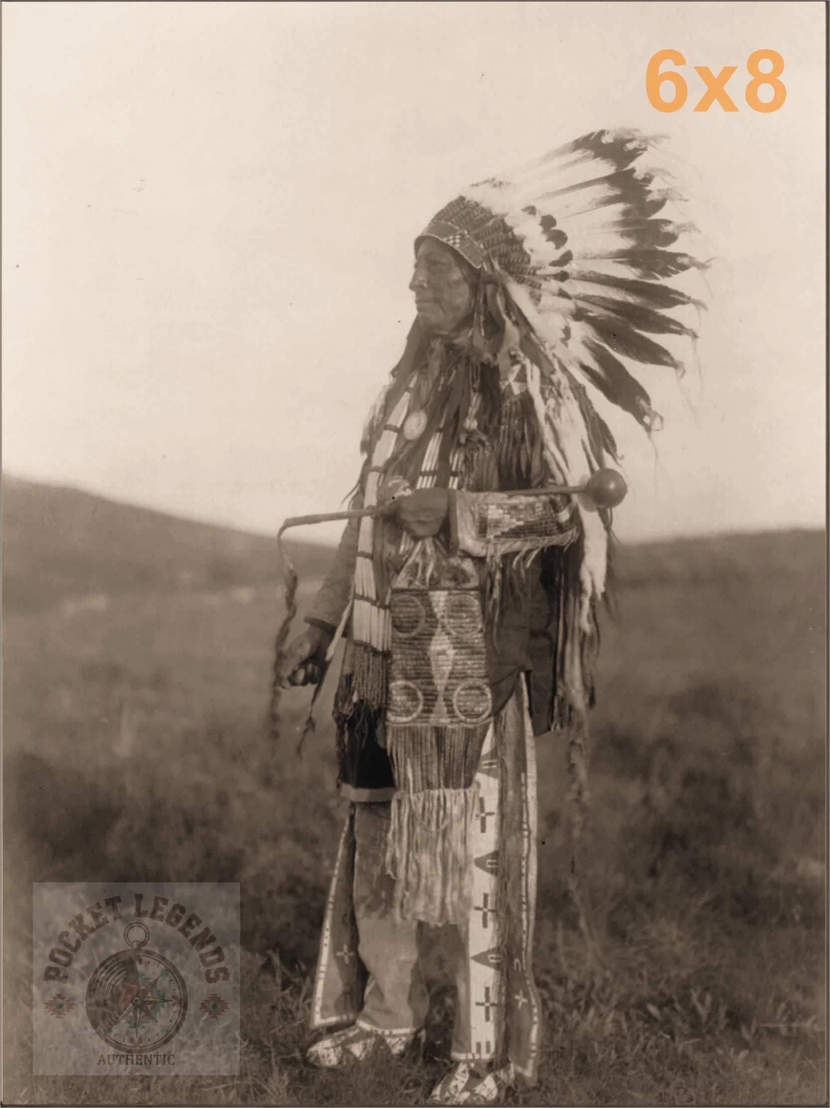 high hawk sepia print backed 6x8 