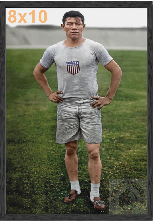 jim thorpe 1912 stained oak framed color print backed 8x10