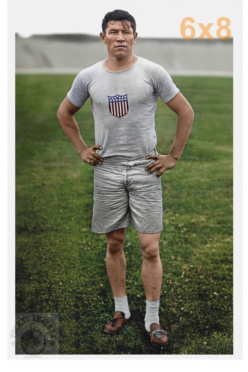 jim thorpe 1912 color print backed 6x8 