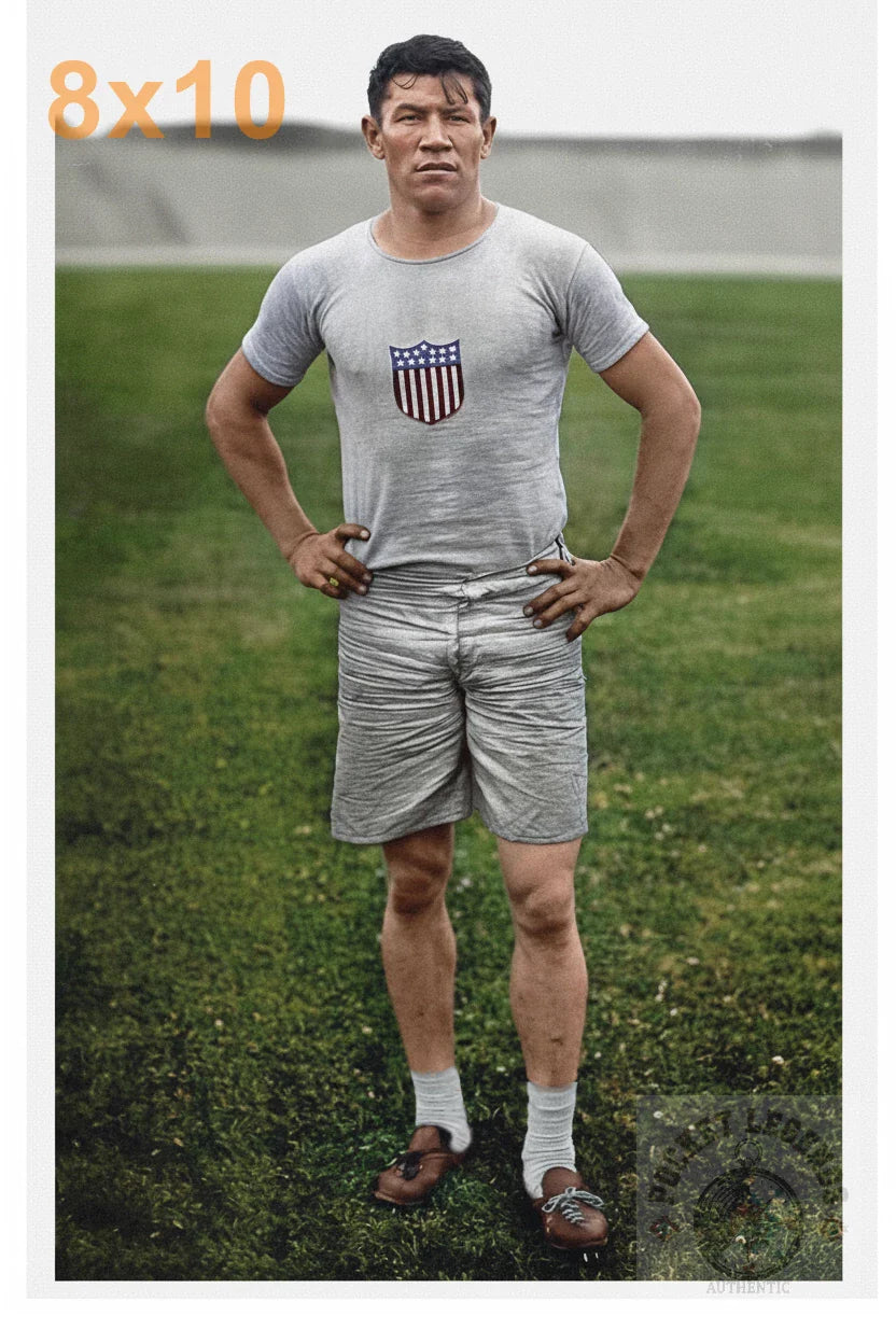 jim thorpe 1912 color print backed 8x10