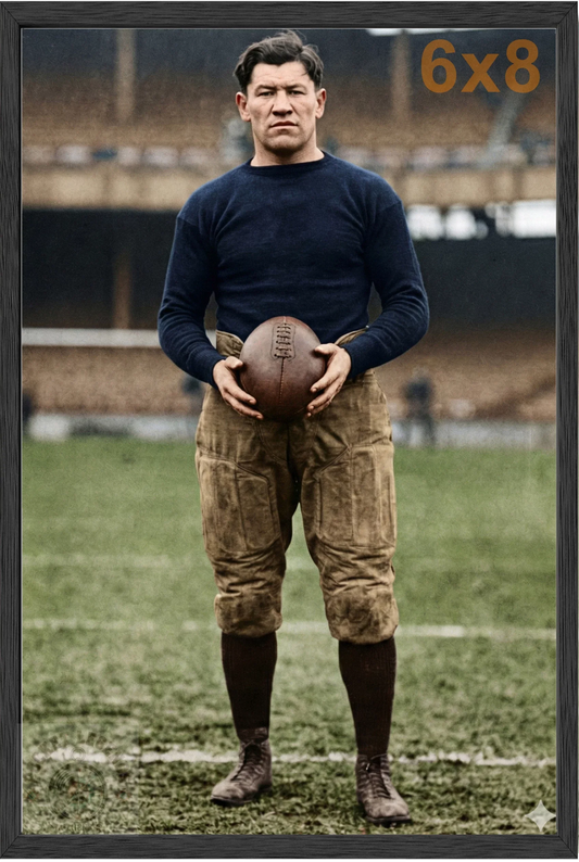 jim thorpe football stained oak framed color print backed 6x8 