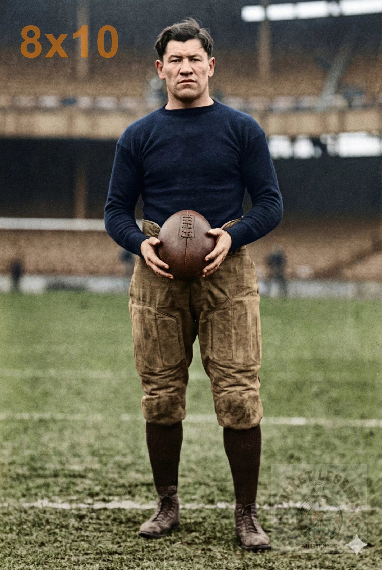 jim thorpe football color print backed 8x10
