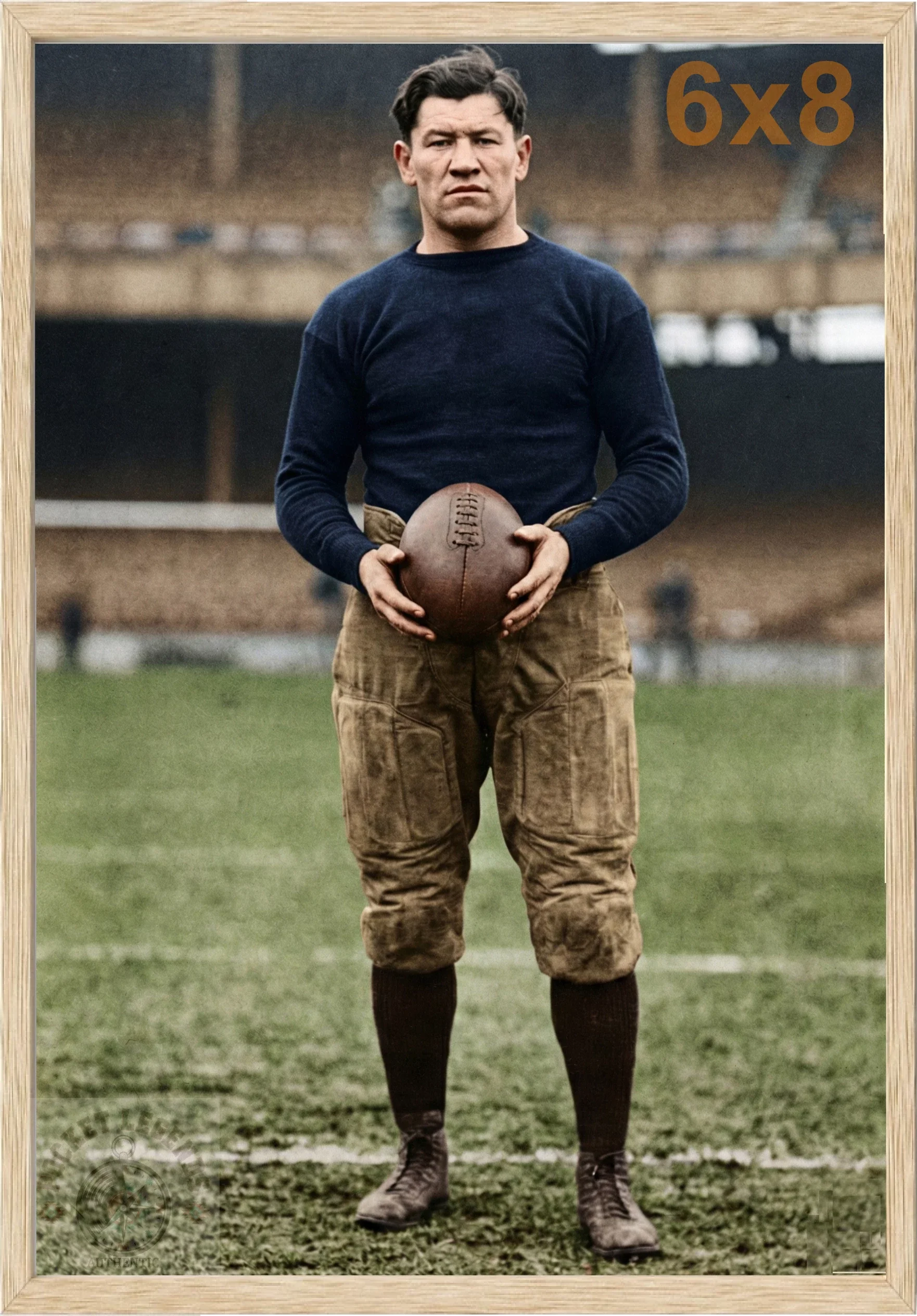 jim thorpe football oak color print backed 6x8 