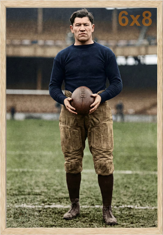 jim thorpe football oak color print backed 6x8 