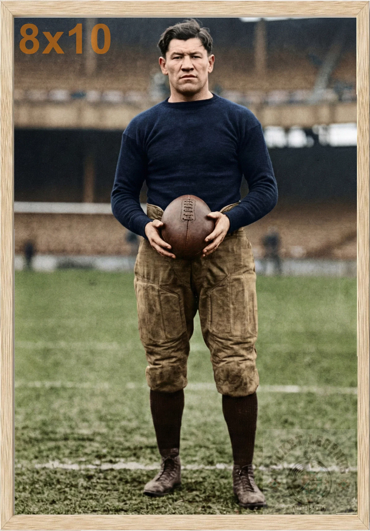 jim thorpe football oak color print backed 8x10