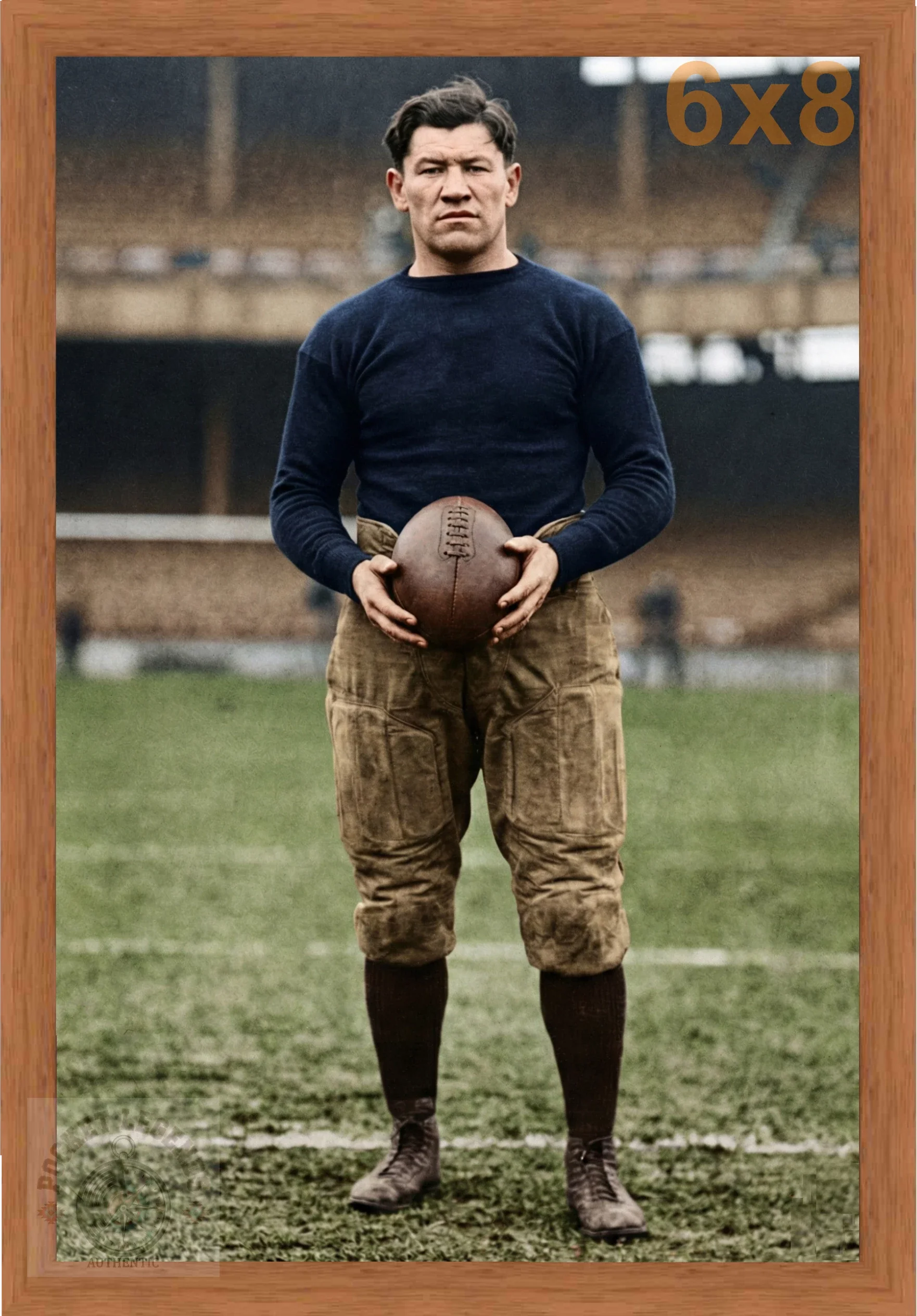 jim thorpe football pecan color print backed 6x8 
