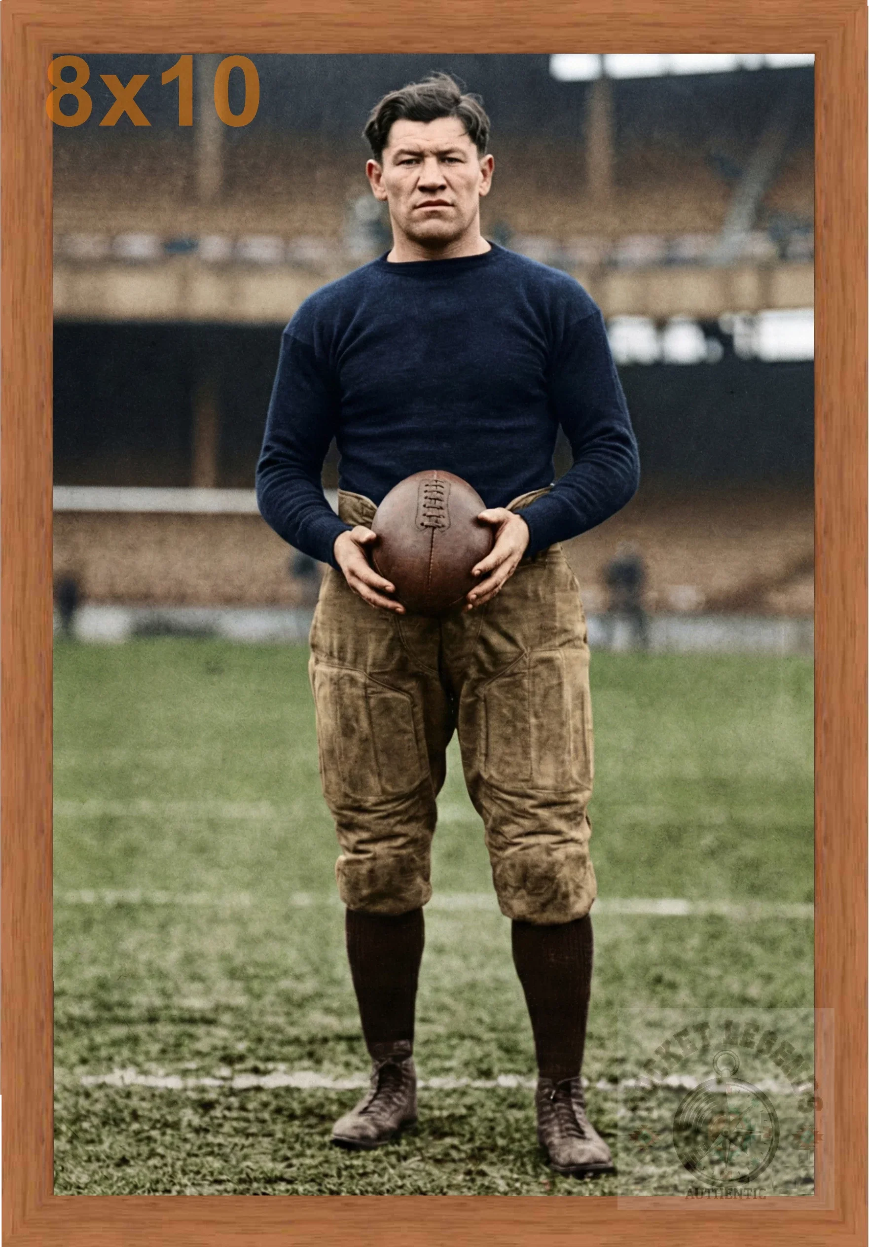 jim thorpe football pecan color print backed 8x10