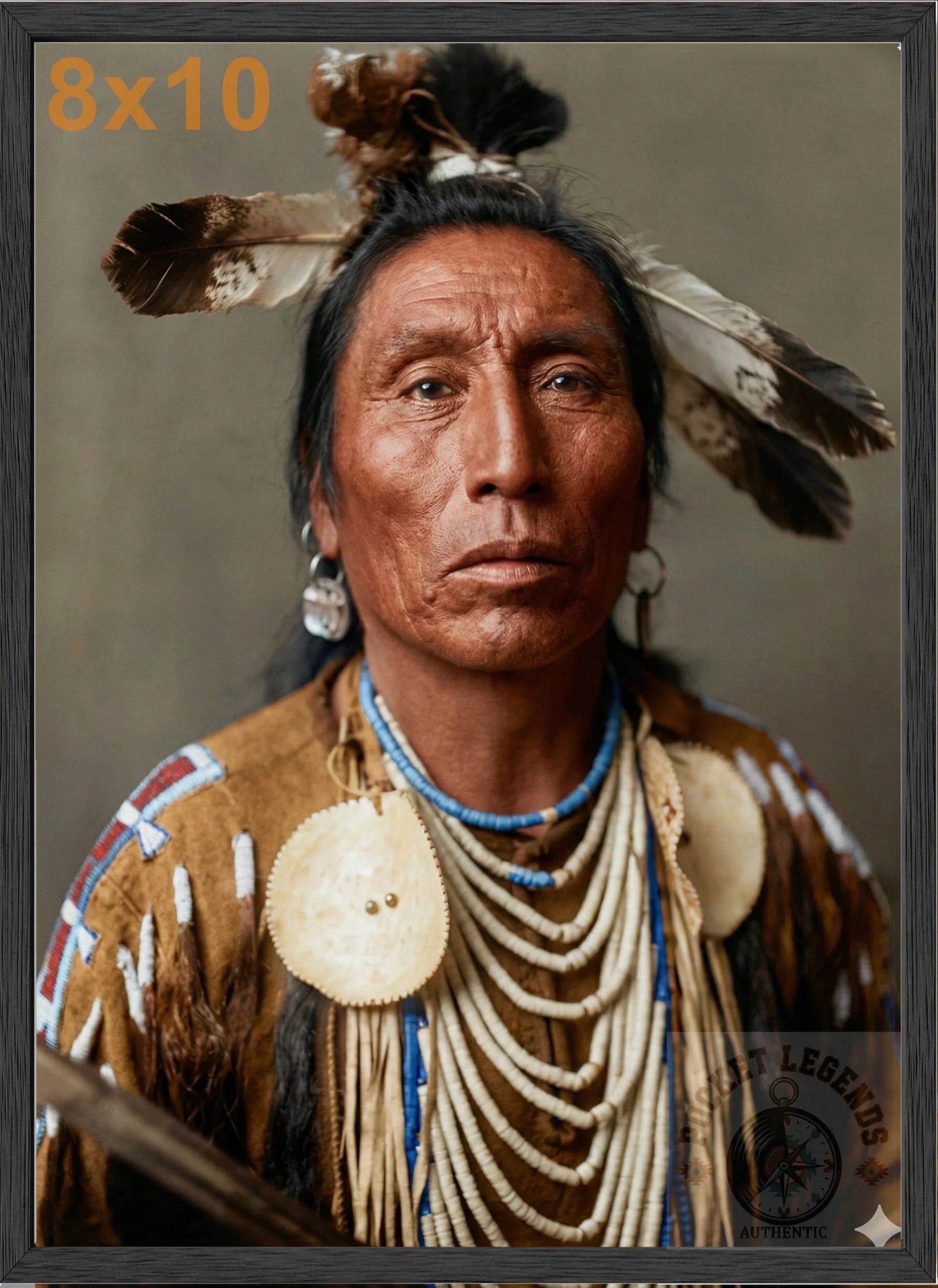 medicine crow crow stained oak framed color print backed 8x10
