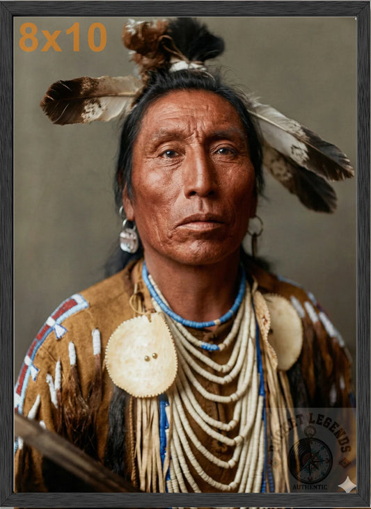 medicine crow crow stained oak framed color print backed 8x10