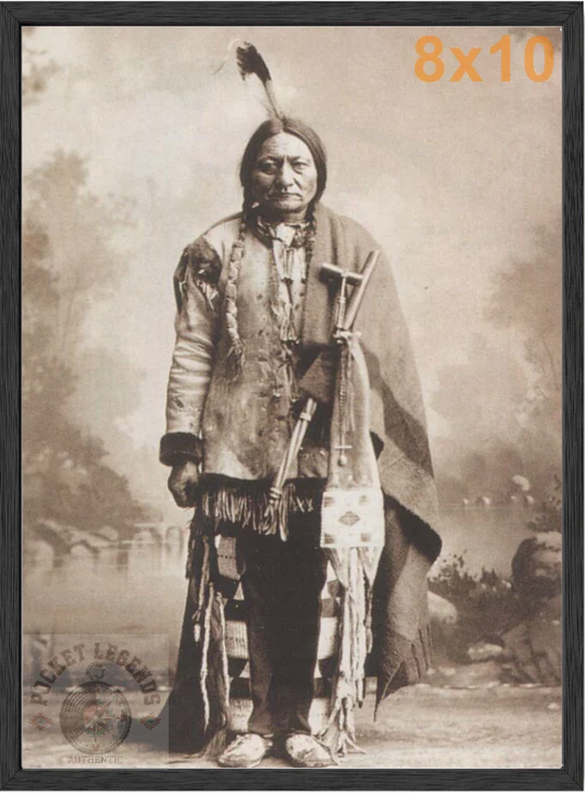 sitting bull stained oak framed sepia print backed 8x10