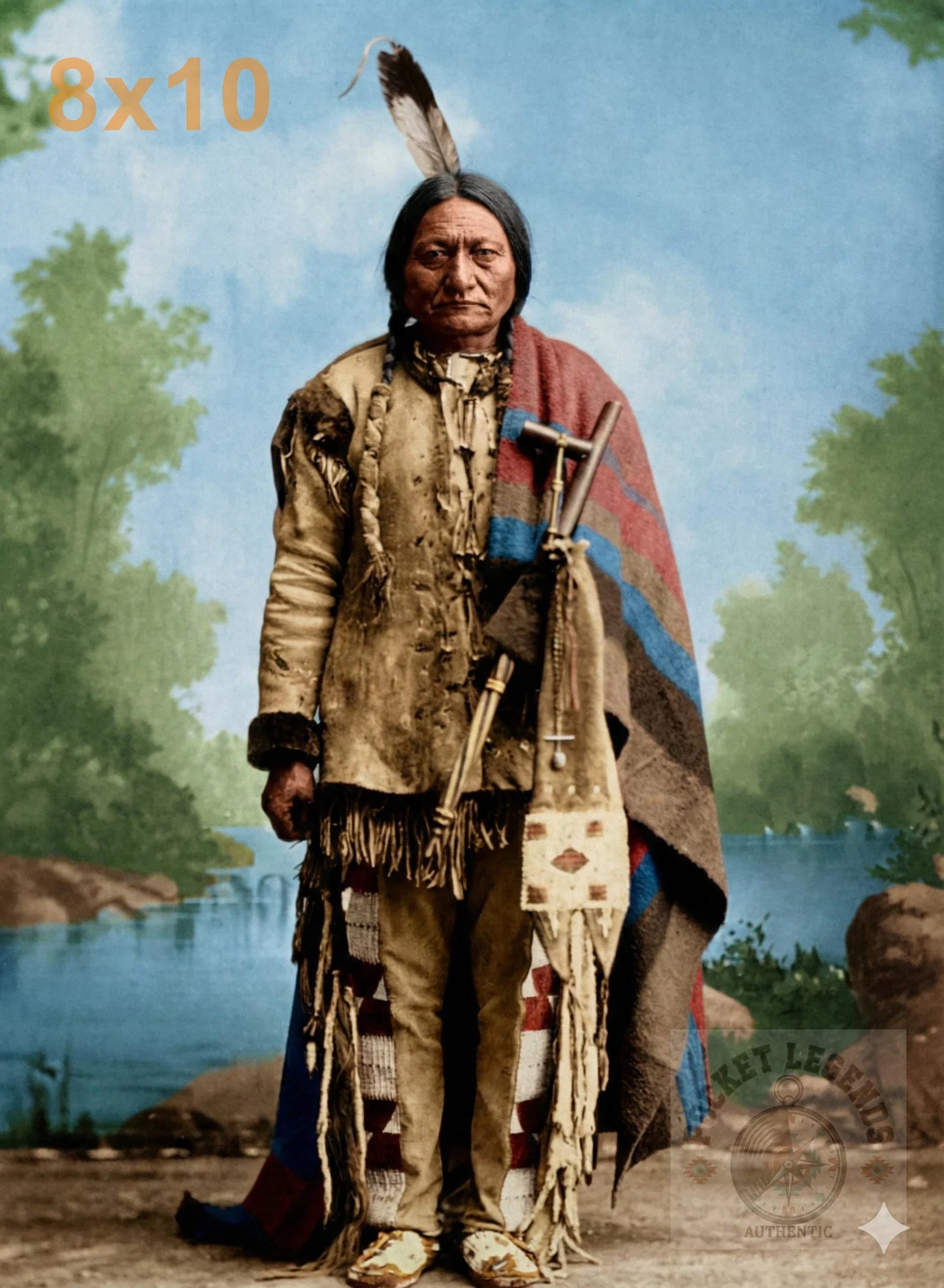 sitting bull color print backed 8x10