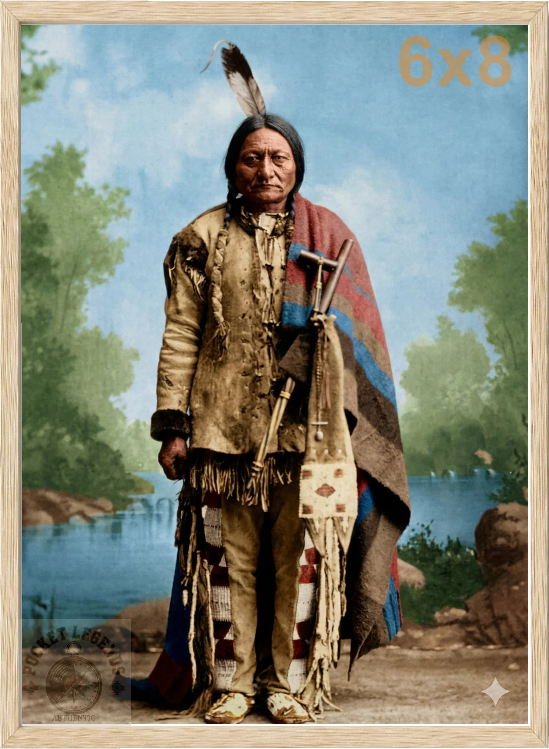 sitting bull oak color print backed 6x8 