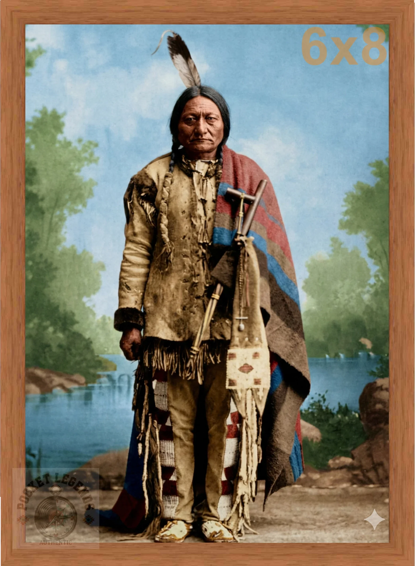 sitting bull pecan color print backed 6x8 