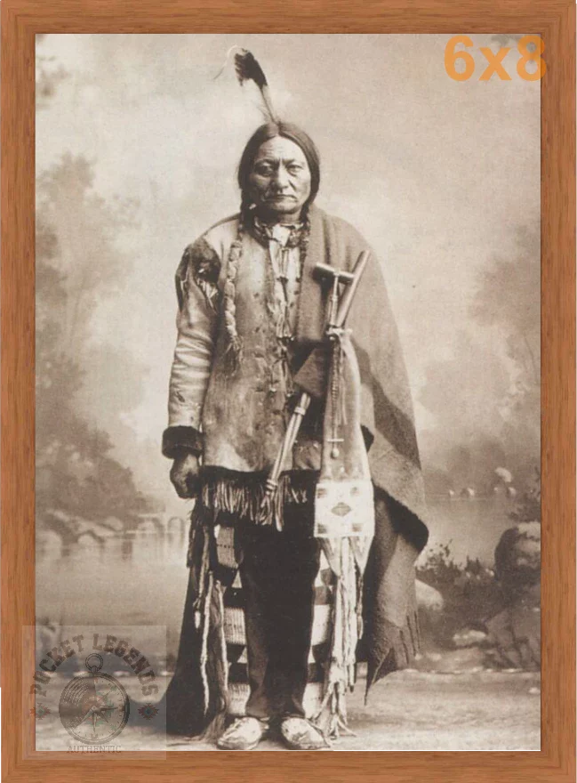 sitting bull pecan sepia print backed 6x8 