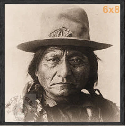 sitting bull profile stained oak framed sepia print backed 6x8 