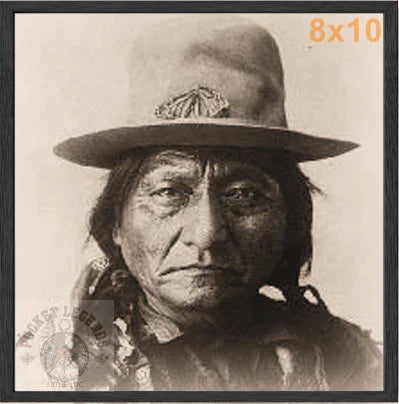 sitting bull profile stained oak framed sepia print backed 8x10