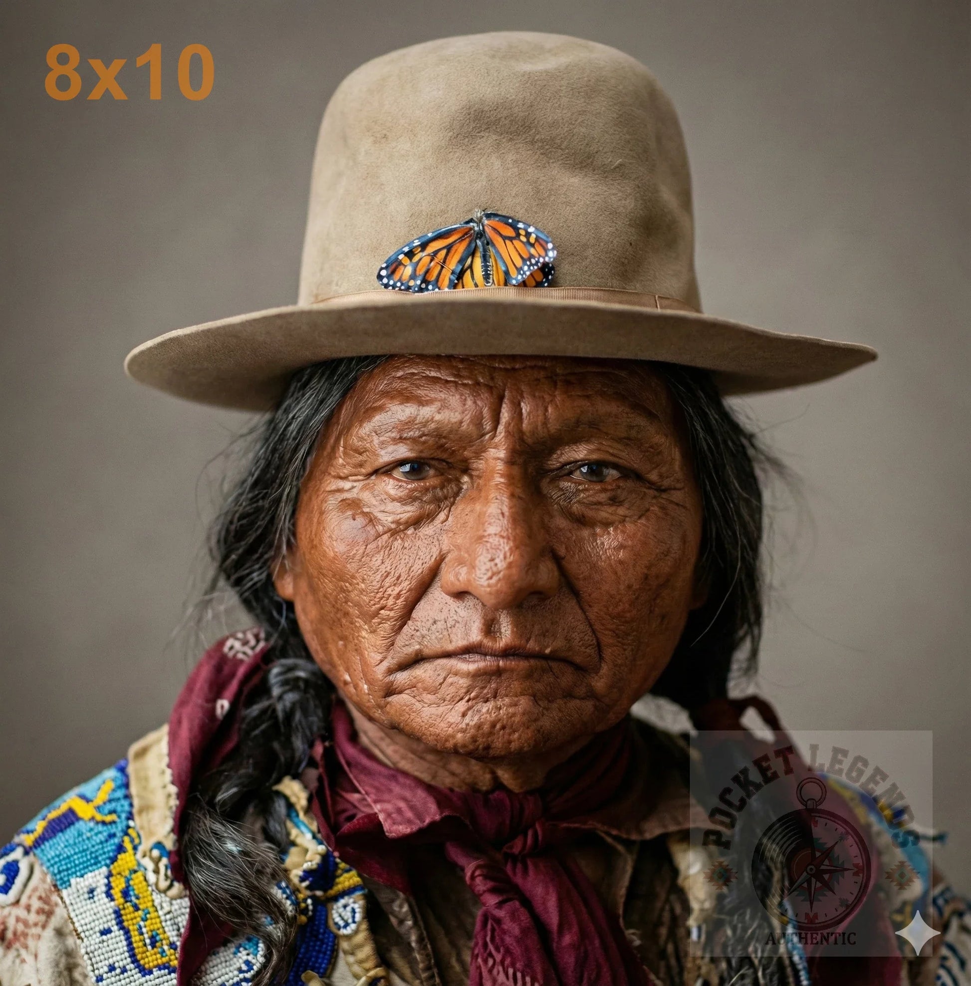 sitting bull profile color print backed 8x10