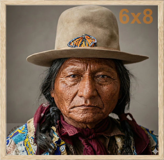 sitting bull profile oak color print backed 6x8 