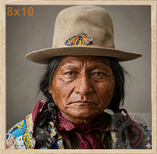 sitting bull profile oak color print backed 8x10