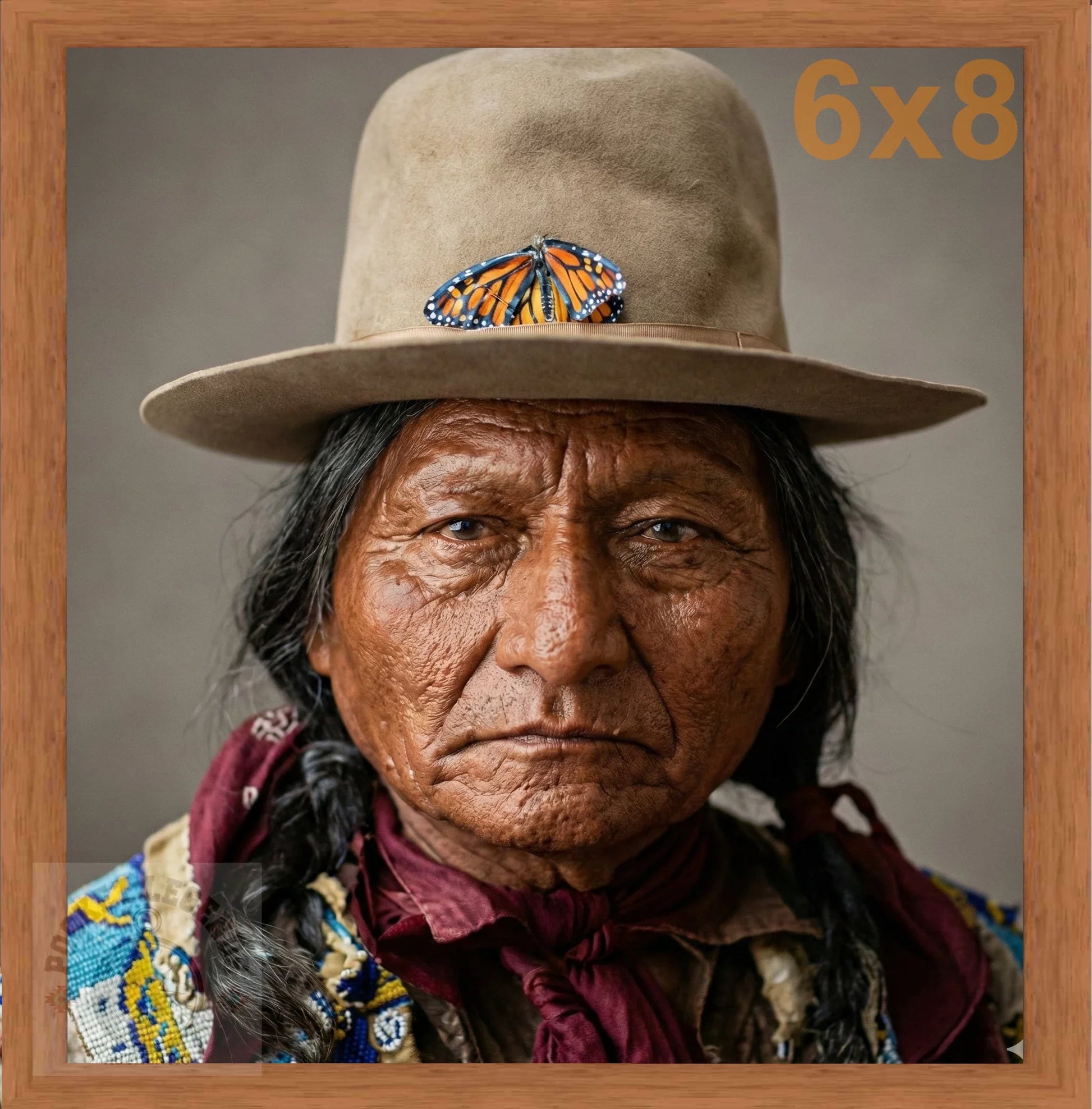 sitting bull profile pecan color print backed 6x8 