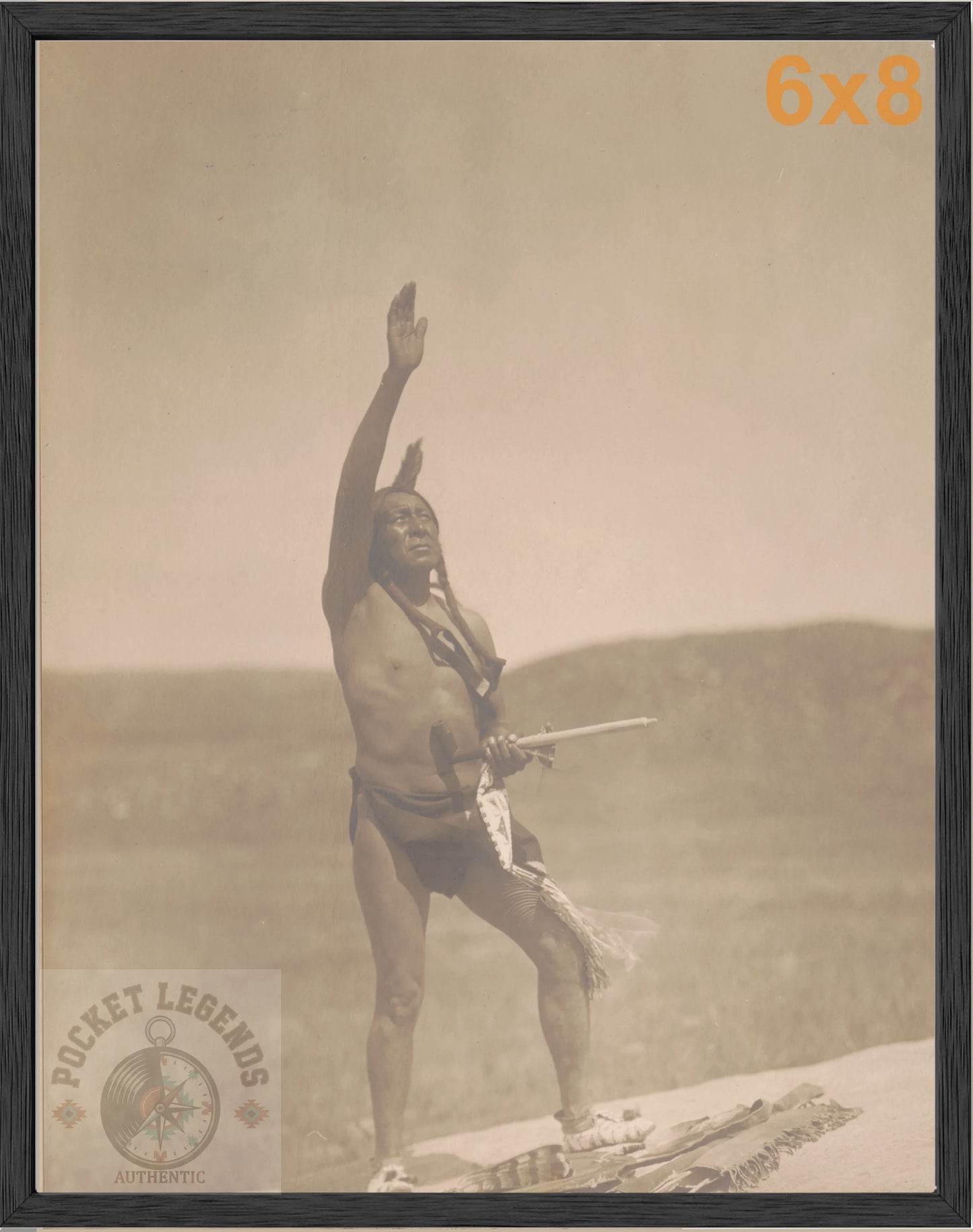 the oglala invocation 1907 stained oak framed sepia print backed 6x8 