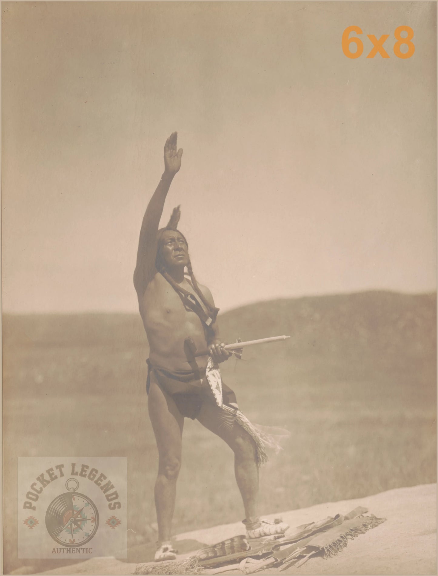 the oglala invocation 1907 sepia print backed 6x8 