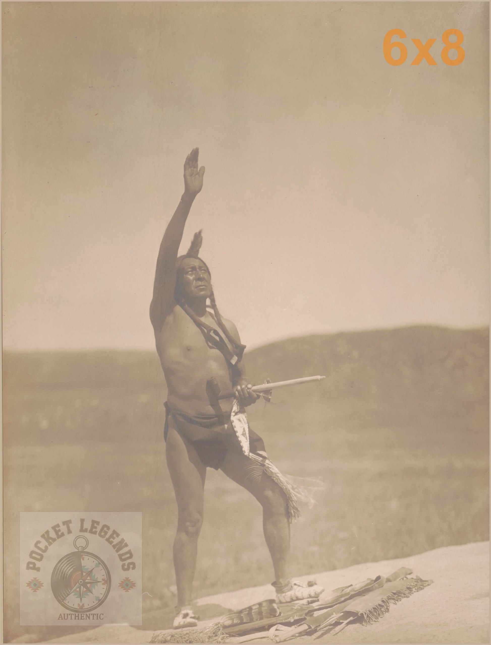 the oglala invocation 1907 sepia print backed 6x8 
