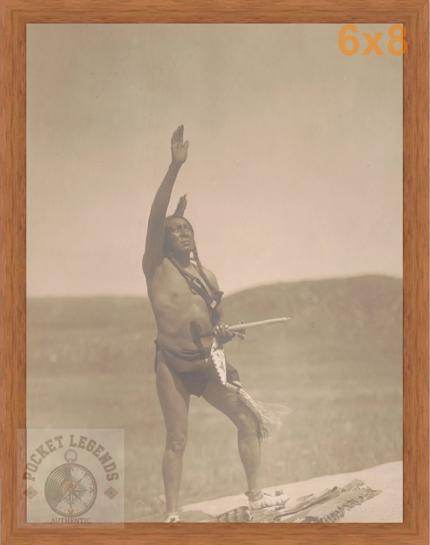 the oglala invocation 1907 pecan sepia print backed 6x8 